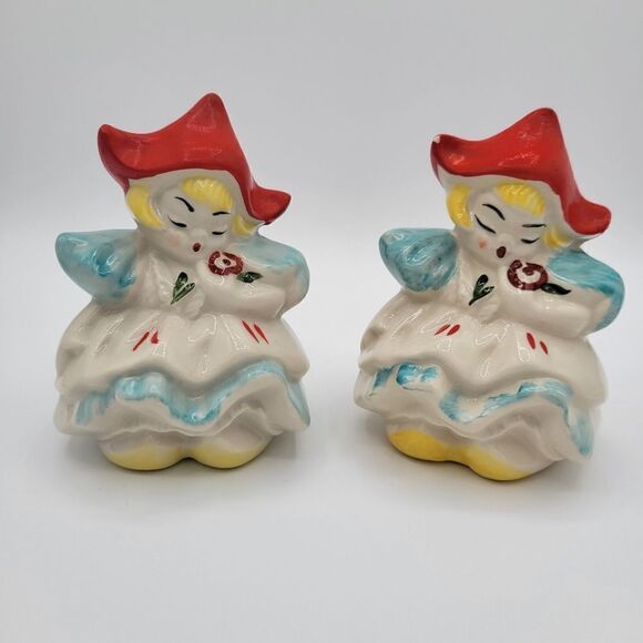 Very Rare Regal China Dutch Girl Salt & Pepper Shakers Set - Picture 7 of 11